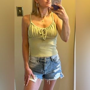 Forever 21 Green Ruched Tie Cami